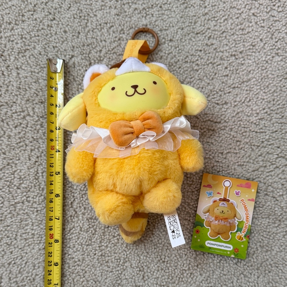 Miniso Sanrio Pompompurin Animal Adventure Yellow Plush Keychain Bag Charm